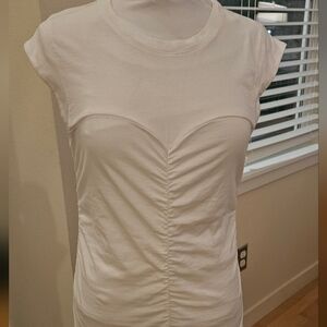 Express White Cap Sleeve Rouched Detail Women's Top Size M Flattering